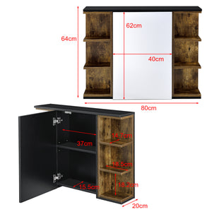 Armadietto da Muro Harstad per Bagno con Specchio Anta e Ripiani Laterali 64x80x20 cm - Vari Colori [en.casa]