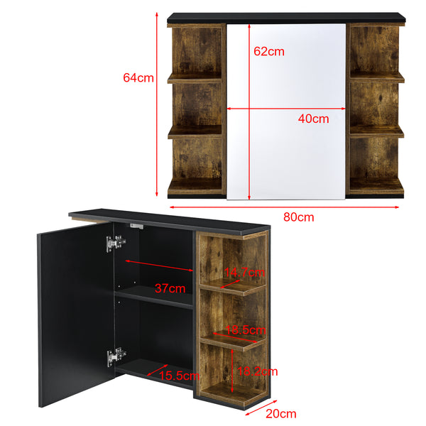 Armadietto da Muro Harstad per Bagno con Specchio Anta e Ripiani Laterali 64x80x20 cm - Vari Colori [en.casa]