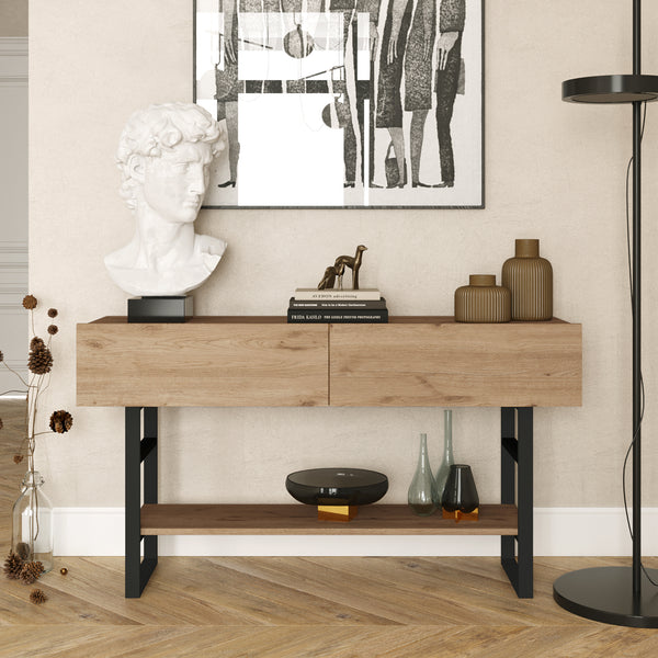 Tavolo Consolle Lappeenranta Mobile Contenitore con Ante a Ribalta 76x139x43 cm  [en.casa] 