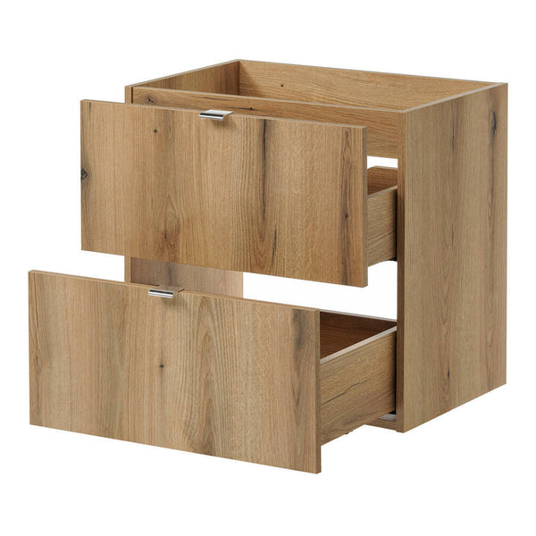 Mobile Pensile Sottolavabo Newport con 2 Cassetti e Lavabo Rotondo Bianco 60x72x40 cm [en.casa]