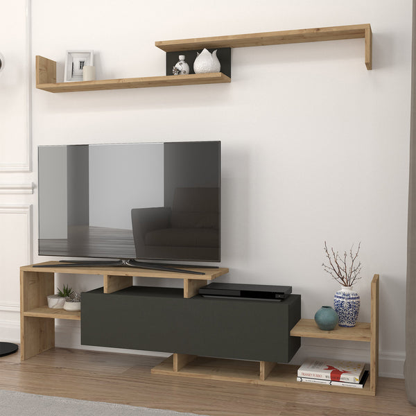Set Liksefte di Mobile Porta TV e Mensola da Parete - [en.casa]