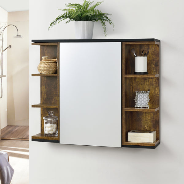 Armadietto da Muro Harstad per Bagno con Specchio Anta e Ripiani Laterali 64x80x20 cm - Vari Colori [en.casa]