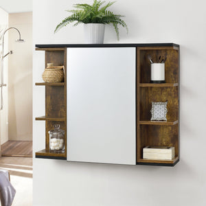 Armadietto da Muro Harstad per Bagno con Specchio Anta e Ripiani Laterali 64x80x20 cm - Vari Colori [en.casa]