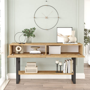 Tavolo Consolle Lappeenranta Mobile Contenitore con Ante a Ribalta 76x139x43 cm  [en.casa] 