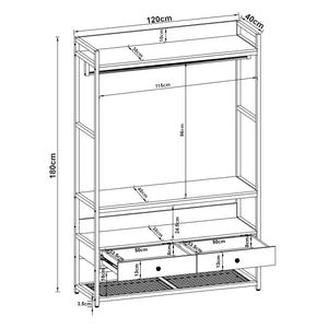 Armadio Aperto Isen per Guardaroba 180 x 120 x 40 cm - Vari Colori [en.casa]