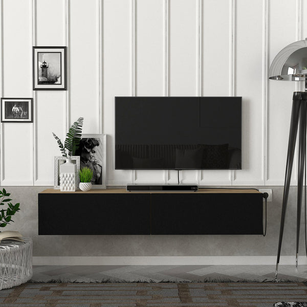 Mobile TV da Parete Toivakka con 2 Ante a Ribalta 135 x 31 x 25 cm [en.casa]