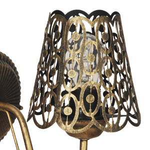 Lampada da Parete 'Finedon' a Braccio Curvo e Sfera di Cristallo Applique con Paralume Conico Traforato  - vari colori - lux.pro