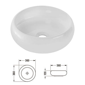 Mobile Pensile Sottolavabo Newport con 2 Cassetti e Lavabo Rotondo Bianco 60x72x40 cm [en.casa]