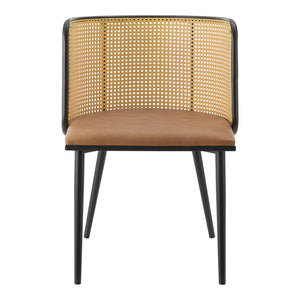 Set di 2 Sedie 'Flen' Sedute in Similpelle Schienale in Rattan [en.casa]