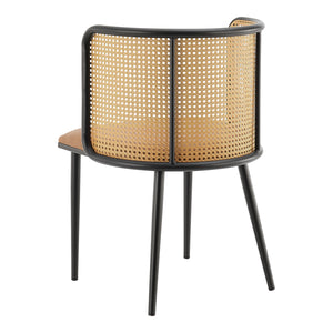 Set di 2 Sedie 'Flen' Sedute in Similpelle Schienale in Rattan [en.casa]