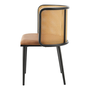 Set di 2 Sedie 'Flen' Sedute in Similpelle Schienale in Rattan [en.casa]