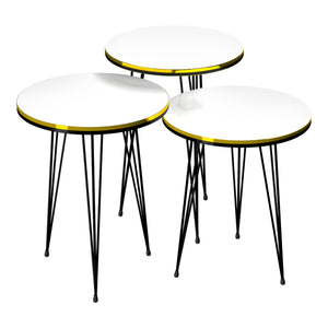 Set 'Ry' di 3 Tavolini Bassi da Salotto Tavolini in Altezze Diverse Gambe a Forcina e Piano Rotondo - Vari Colori [en.casa]