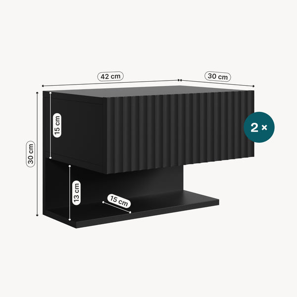Set di 2 Comodini Sospesi Nand Mobili Notte da Parete con Cassetto [en.casa]