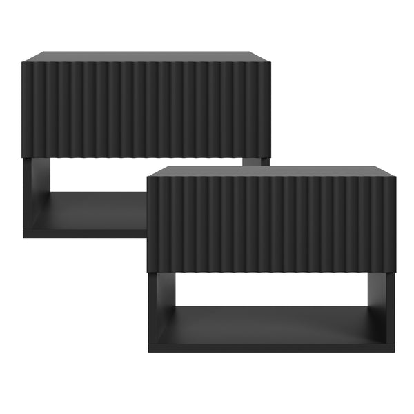 Set di 2 Comodini Sospesi Nand Mobili Notte da Parete con Cassetto [en.casa]