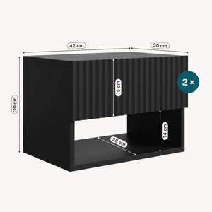 Set di 2 Comodini Sospesi Nand Mobili Notte da Parete con Cassetto [en.casa]