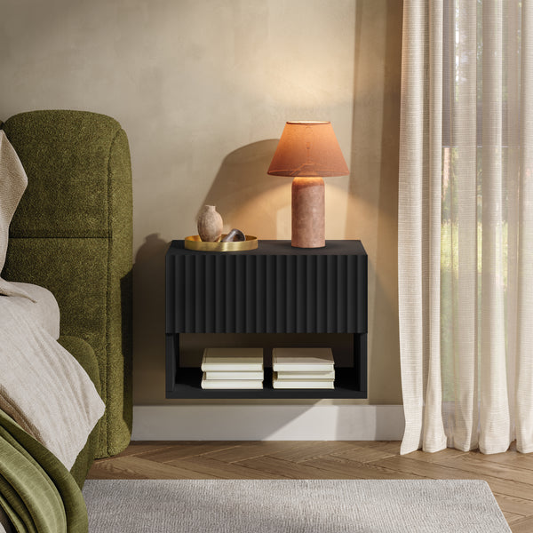 Set di 2 Comodini Sospesi Nand Mobili Notte da Parete con Cassetto [en.casa]