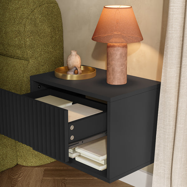 Set di 2 Comodini Sospesi Nand Mobili Notte da Parete con Cassetto [en.casa]