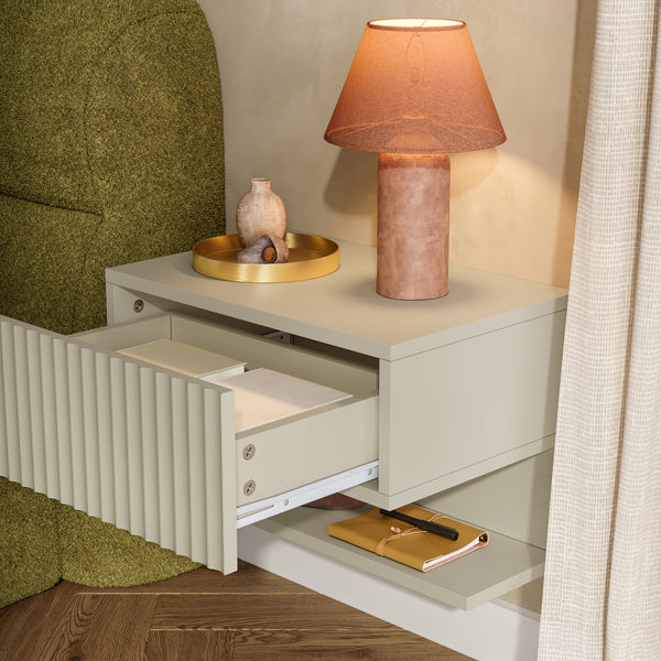 Comodino Sospeso da Parete Nand con Cassetto [en.casa]