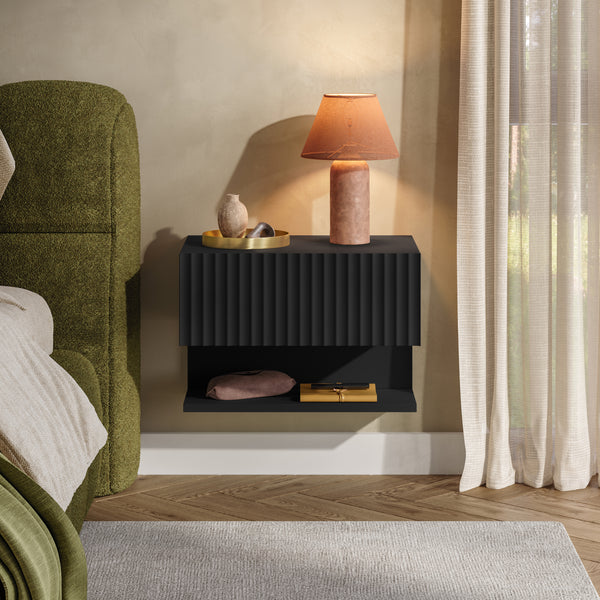 Comodino Sospeso da Parete Nand con Cassetto [en.casa]