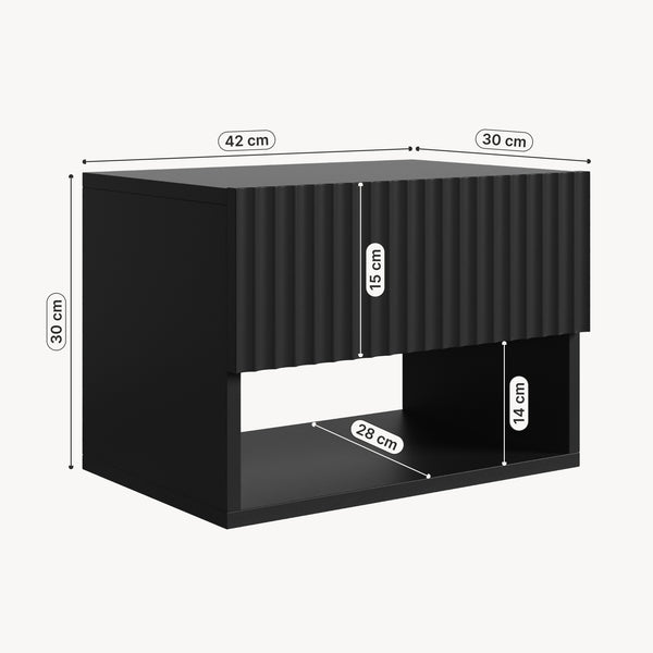 Comodino Sospeso da Parete Nand con Cassetto [en.casa]