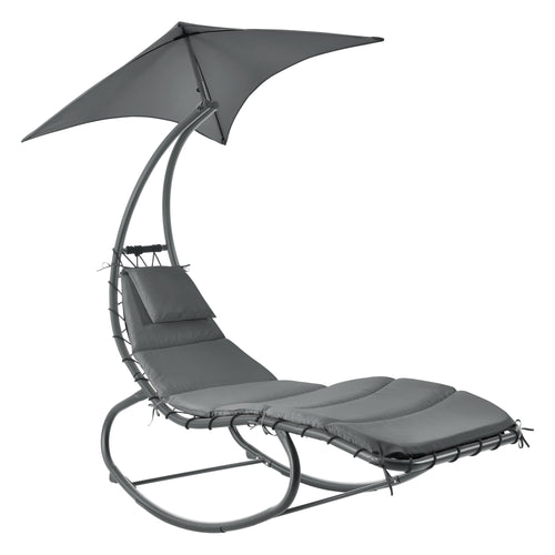 Lettino Prendisole a Dondolo Ad Uso Esterno Giardino/Piscina/Terrazza Sdraio con Materassino Imbottito, Tettuccio Parasole Regolabile e Rimovibile - Vari Colori