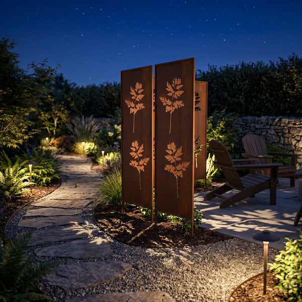 Set di 2 Pannelli Divisori Irsina Frangivista 160x50 cm Acciaio Corten - Marrone Ossidato casa.pro