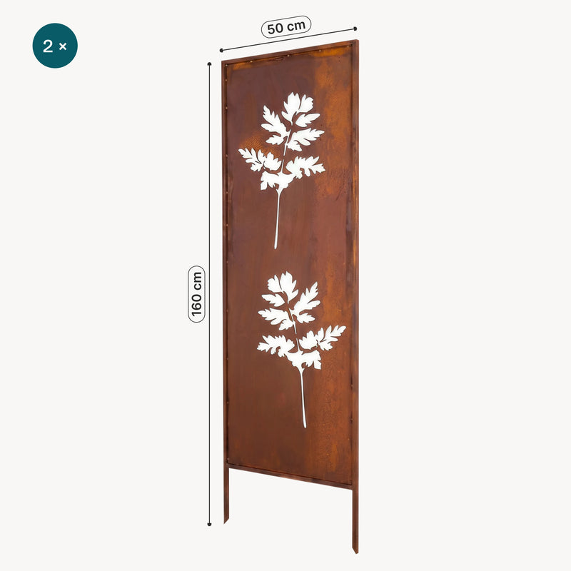 Schizzo in scala Set di 2 Pannelli Divisori Irsina Frangivista 160x50 cm Acciaio Corten - Marrone Ossidato casa.pro