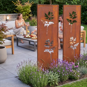 Set di 2 Pannelli Divisori Irsina Frangivista 160x50 cm Acciaio Corten - Marrone Ossidato casa.pro
