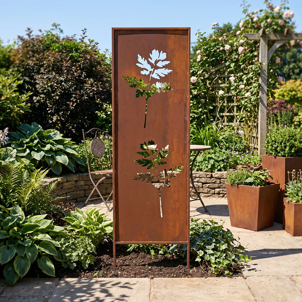Set di 2 Pannelli Divisori Irsina Frangivista 160x50 cm Acciaio Corten - Marrone Ossidato casa.pro
