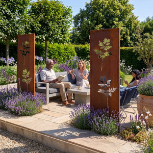 Set di 2 Pannelli Divisori Irsina Frangivista 160x50 cm Acciaio Corten - Marrone Ossidato casa.pro