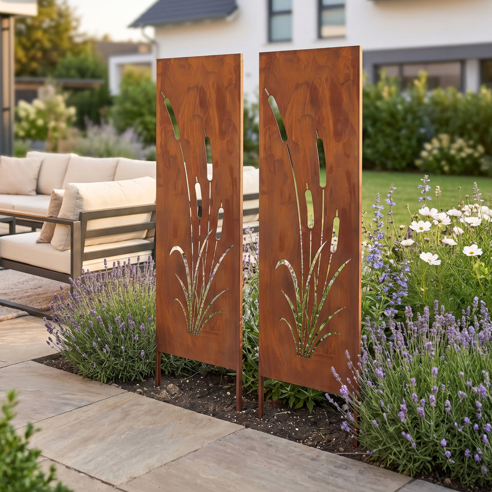Set di 2 Pannelli Divisori Irsina Frangivista 160x50 cm Acciaio Corten - Marrone Ossidato casa.pro