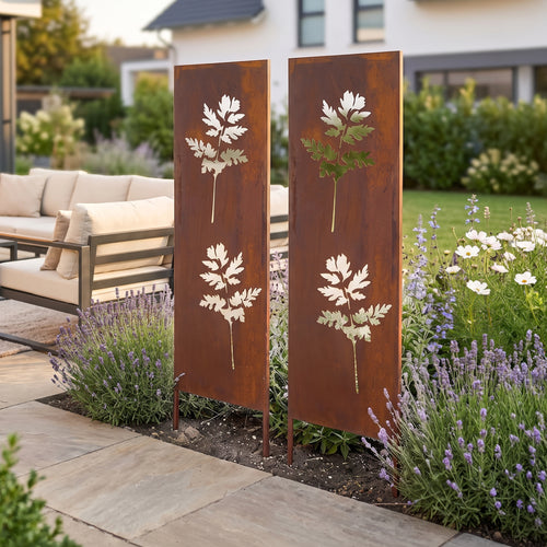 Set di 2 Pannelli Divisori Irsina Frangivista 160x50 cm Acciaio Corten - Marrone Ossidato casa.pro