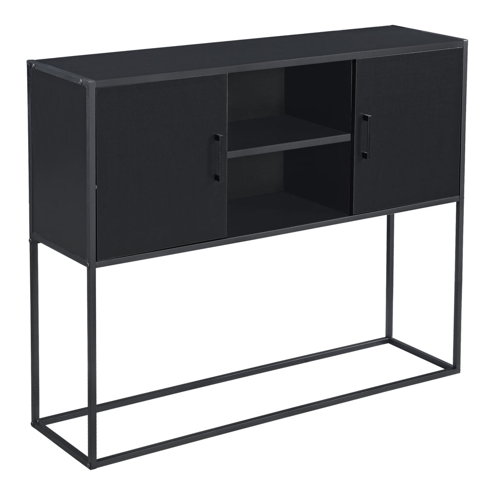 Sideboard Motala con ripiano e ante nere [en.casa] - premiumXL