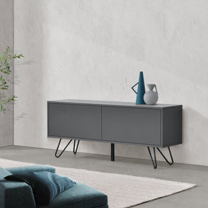 Comò con 2 Ante - Apertura Push-to-Open, Gambe in Metallo - Mobiletto Multiuso per Camera/Ufficio (AxLaxP) 46,5 x 110 x 30 cm - Mobile Porta TV con Supporto fino a 20 kg - Vari Colori