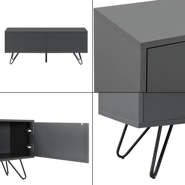 Comò con 2 Ante - Apertura Push-to-Open, Gambe in Metallo - Mobiletto Multiuso per Camera/Ufficio (AxLaxP) 46,5 x 110 x 30 cm - Mobile Porta TV con Supporto fino a 20 kg - Vari Colori