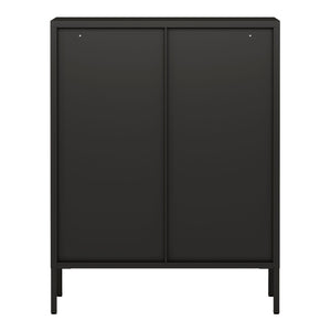 Credenza Fauske in Acciaio con 2 Ante in Vetro Temperato 101,5 x 80 x 40 cm - Vari Colori [en.casa]