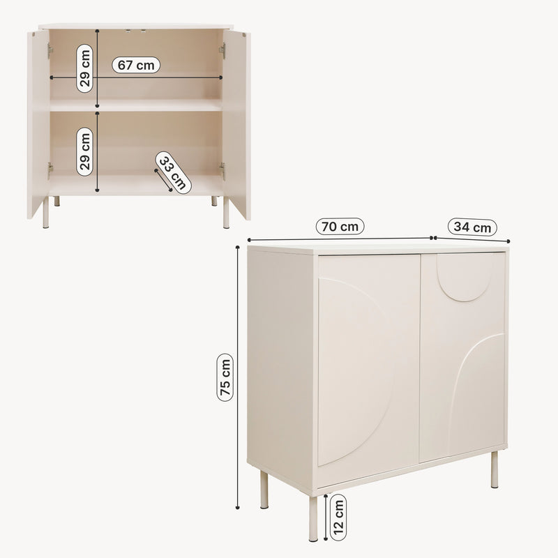 Schizzo in scala Credenza Holea Comò a 2 Ante 75 x 70 x 34 cm - Vari Colori [en.casa]