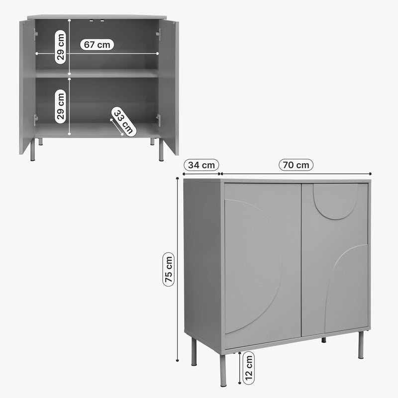 Schizzo in scala Credenza Holea Comò a 2 Ante 75 x 70 x 34 cm - Vari Colori [en.casa]
