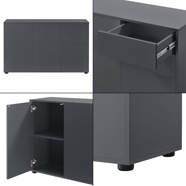 Credenza Paarl Comò con 2 Cassetti e 3 Ante per Soggiorno Camera da Letto [en.casa]