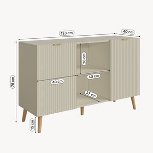 Credenza Nand Madia con Ante Scanalate 120x40x76 cm [en.casa] 