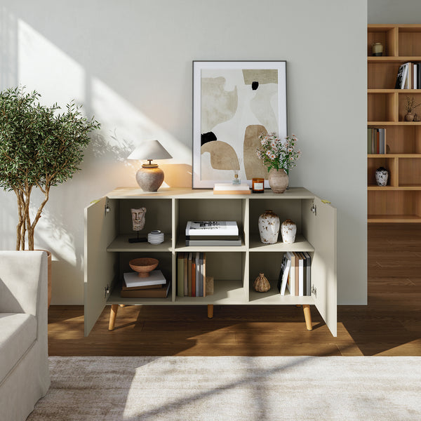 Credenza Nand Madia con Ante Scanalate 120x40x76 cm [en.casa] 