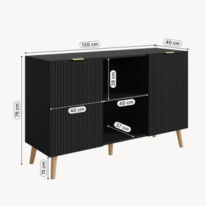 Credenza Nand Madia con Ante Scanalate 120x40x76 cm [en.casa] 