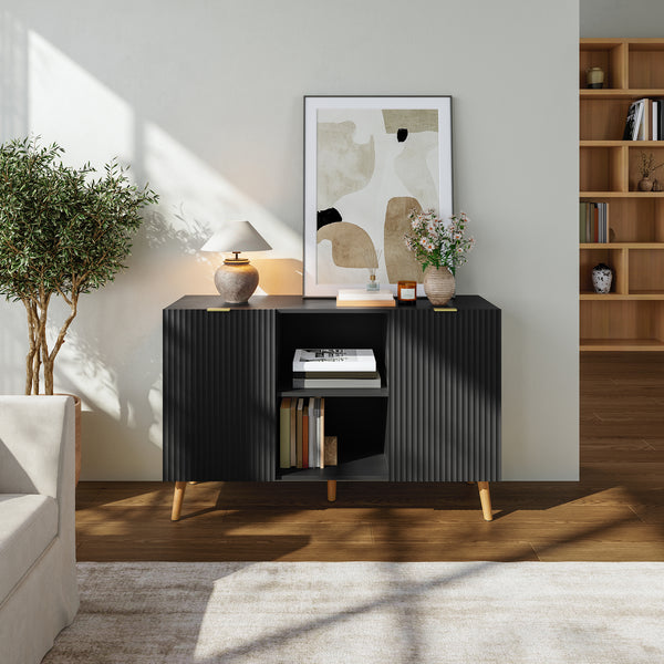 Credenza Nand Madia con Ante Scanalate 120x40x76 cm [en.casa] 