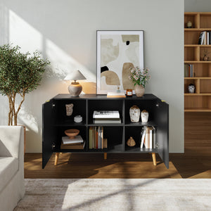 Credenza Nand Madia con Ante Scanalate 120x40x76 cm [en.casa] 