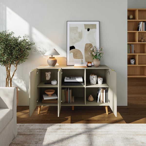 Credenza Nand Madia con Ante Scanalate 120x40x76 cm [en.casa] 