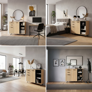Credenza Noppen con Cassetti e Ante Mobile Contenitore - Effetto Rovere - Varie Misure [en.casa]