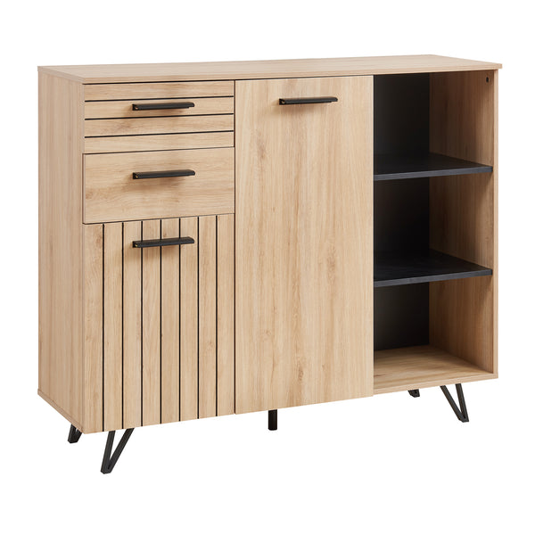 Credenza Noppen con Cassetti e Ante Mobile Contenitore - Effetto Rovere - Varie Misure [en.casa]