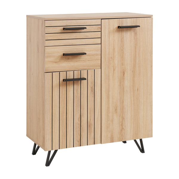 Credenza Noppen con Cassetti e Ante Mobile Contenitore - Effetto Rovere - Varie Misure [en.casa]