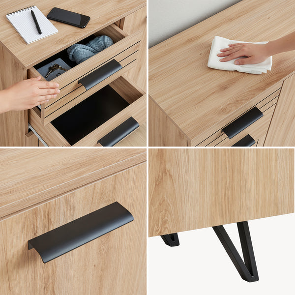 Credenza Noppen con Cassetti e Ante Mobile Contenitore - Effetto Rovere - Varie Misure [en.casa]