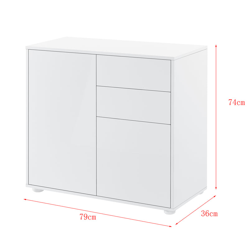 Schizzo in scala Comò Paarl con 2 Ante e 2 Cassetti 74x79x36 cm [en.casa] 
